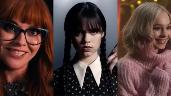 Marylin thornhill wednesday addams and enid sinclair in netflix s wednesday
