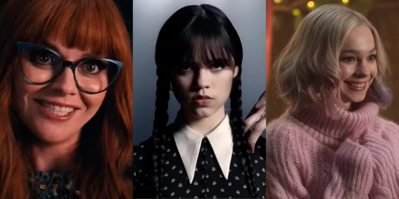 Marylin thornhill wednesday addams and enid sinclair in netflix s wednesday